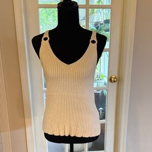 Anthropologie Cream Ribbed Tank Top